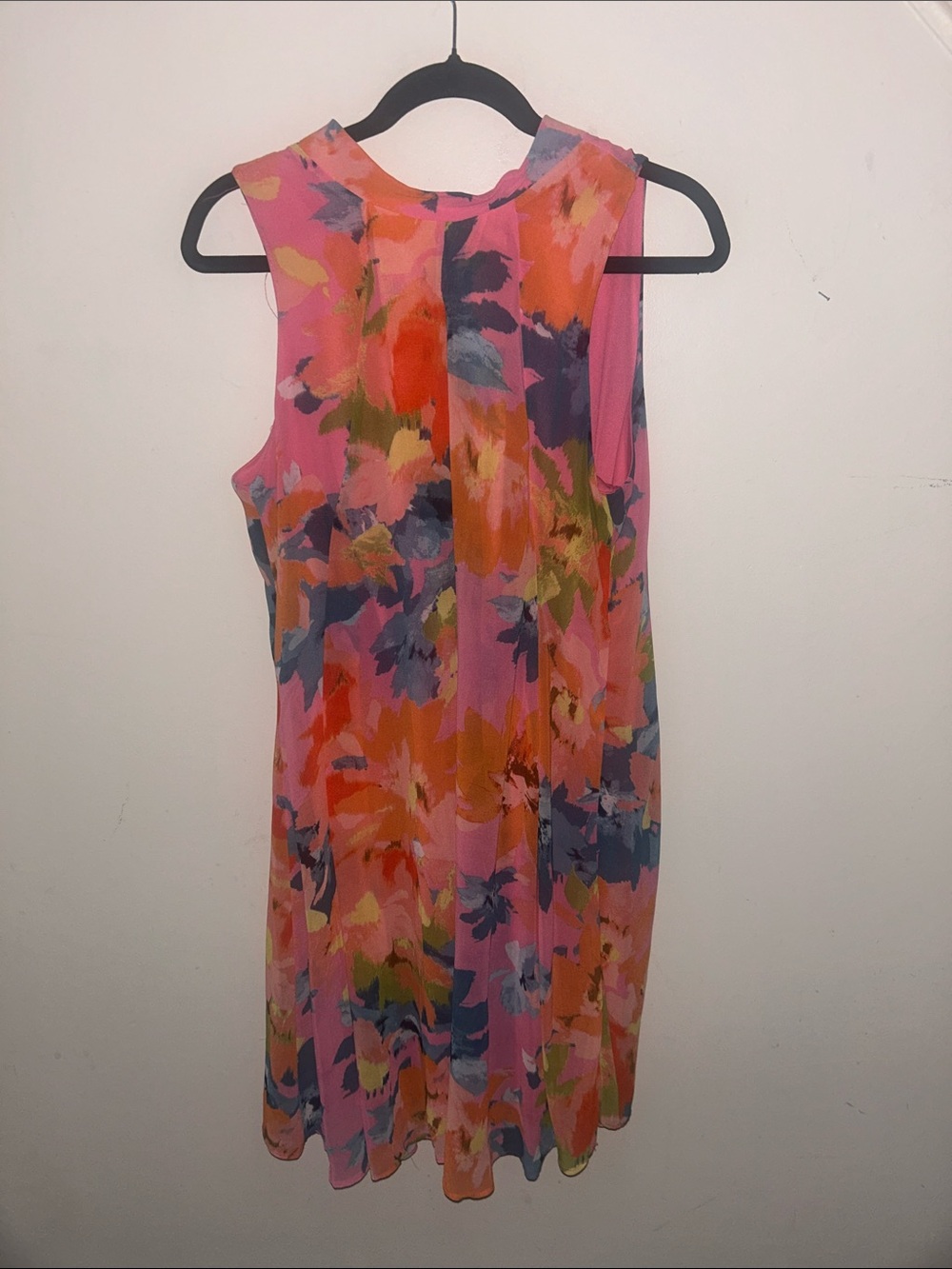 Robbie Bee Pink Multi-Color Floral Watercolor Sleeveless Mini Dress